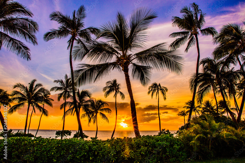 Sunset at Ko Olina Resort on Oahu's West Side - obrazy, fototapety, plakaty 
