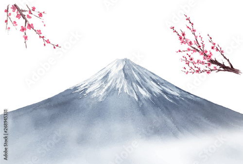 富士山　梅　風景