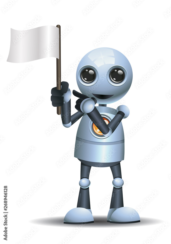 little robot hold a flag banner Stock Illustration | Adobe Stock