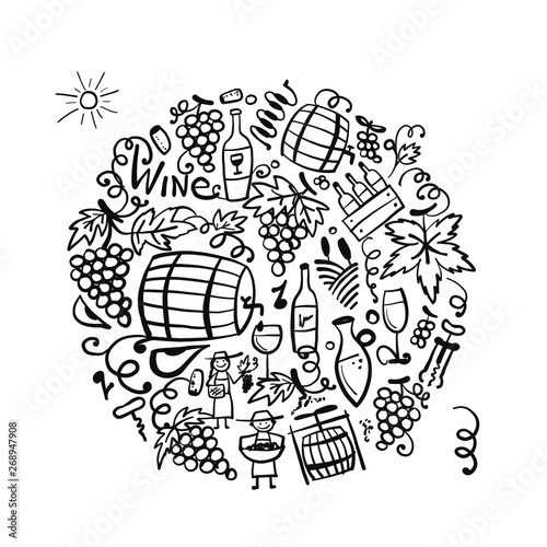 Winery set, background for your design