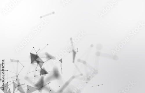 Abstract polygonal background  geometrical backdrop with connecting dots  lines  triangles for global web  connection  science  futuristic concept. minimalist  trendy. 3D Rendering.