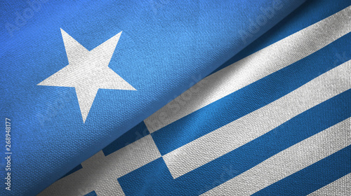 Somalia and Greece two flags textile cloth, fabric texture