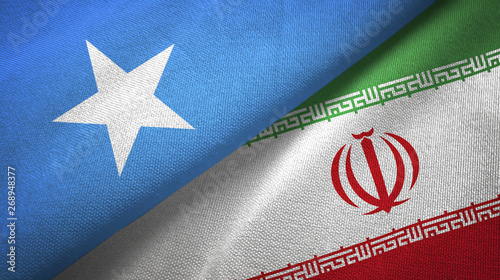 Somalia and Iran two flags textile cloth, fabric texture