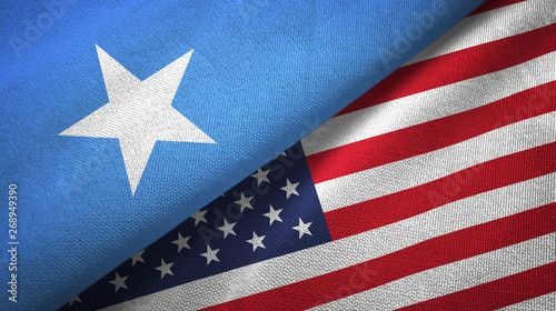 Photography Somalia and United States two flags textile cloth, fabric texture