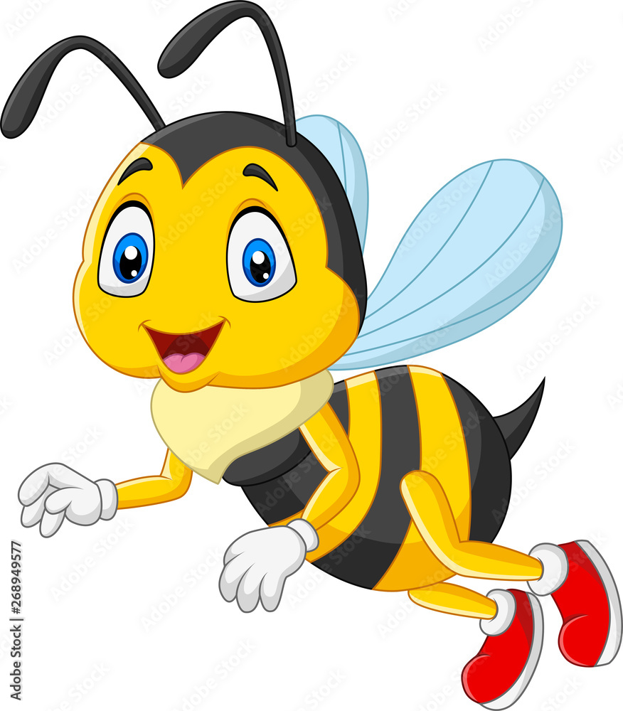 Cartoon happy bee isolated on white background Cartoon happy bee isolated on white background