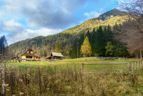 Fototapeta Naklejka Na Ścianę i Meble -  View of valley Zgornje Jezersko in northern Slovenia