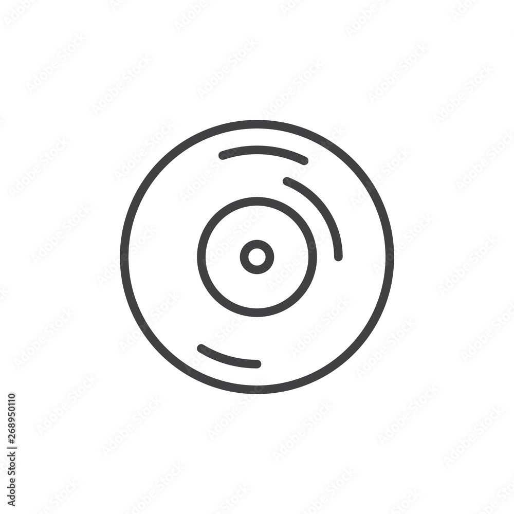 Vinyl record line icon. linear style sign for mobile concept and web design. CD disc outline vector icon. Dj music symbol, logo illustration. Vector graphics