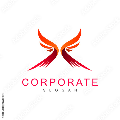 logo letter x, x logo and wings, wide wing icon