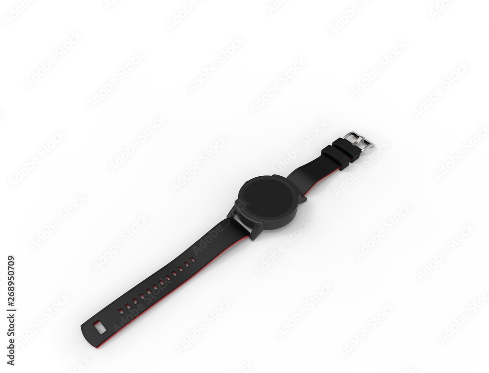 3D illustration of a smart watch in white studio background, 3D illustration of a smart watch in white studio background,