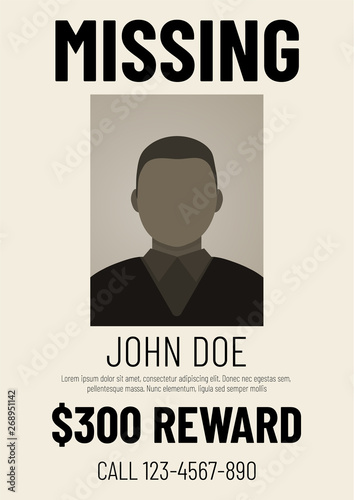 Old missing poster with male flat avatar