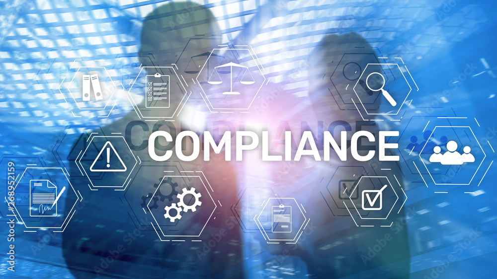 Compliance diagram with icons. Business concept on abstract background Compliance diagram with icons. Business concept on abstract background