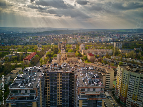 Aerial drone view of kishinev city