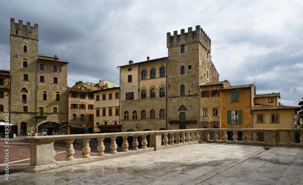 Portrait of Piazza Grande corner in the old center of Arezzo city