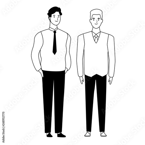 Wallpaper Mural men avatar cartoon character in black and white Torontodigital.ca