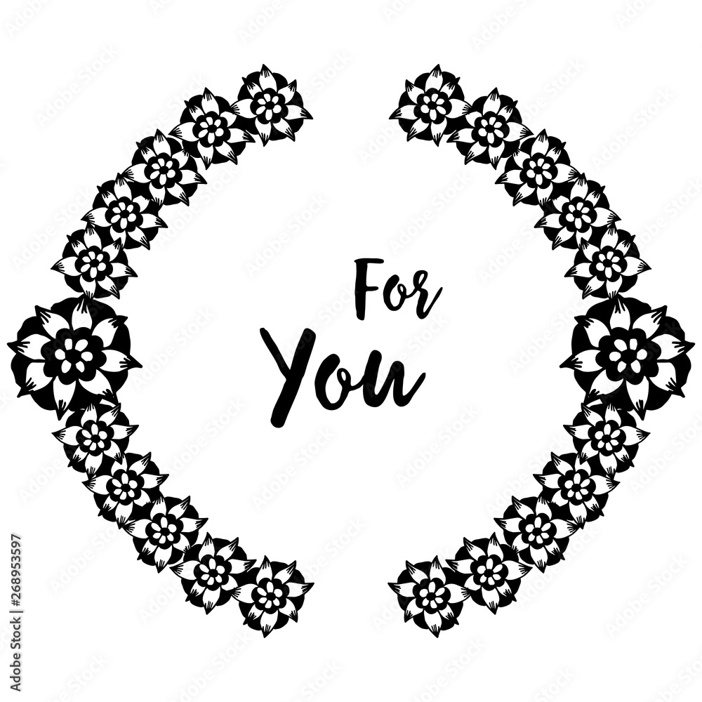 Vector illustration wallpaper wreath frame with text for you