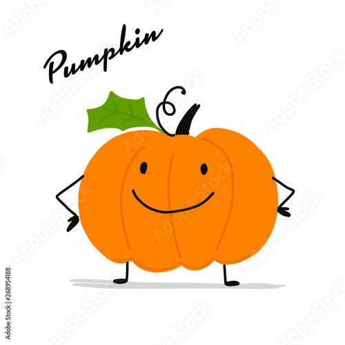 Funny smiling pumpkin, character for your design