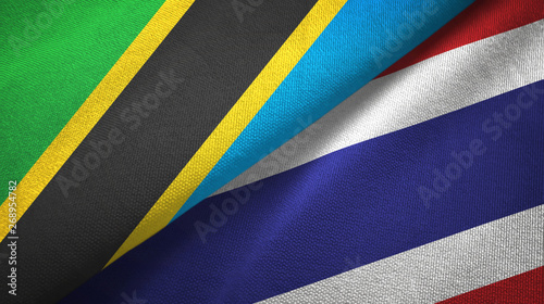 Tanzania and Thailand two flags textile cloth, fabric texture