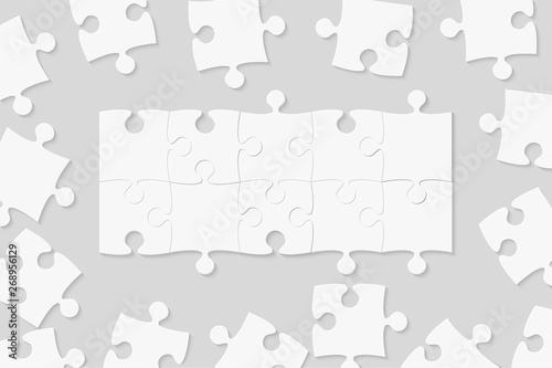 Background with puzzle grey mosaic, details, items