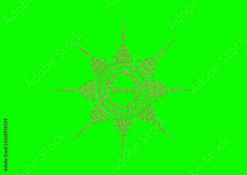 Thai talisman (yantra) pattern on green screen.	