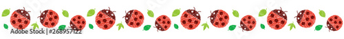 horizontal seamless patten with ladybugs (ladybirds) (handwriting style / Colored pencil stroke) 
