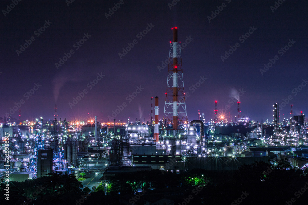 【岡山県】水島コンビナートの工場夜景 / 【Okayama】Night view of Mizushima Complex Factory	