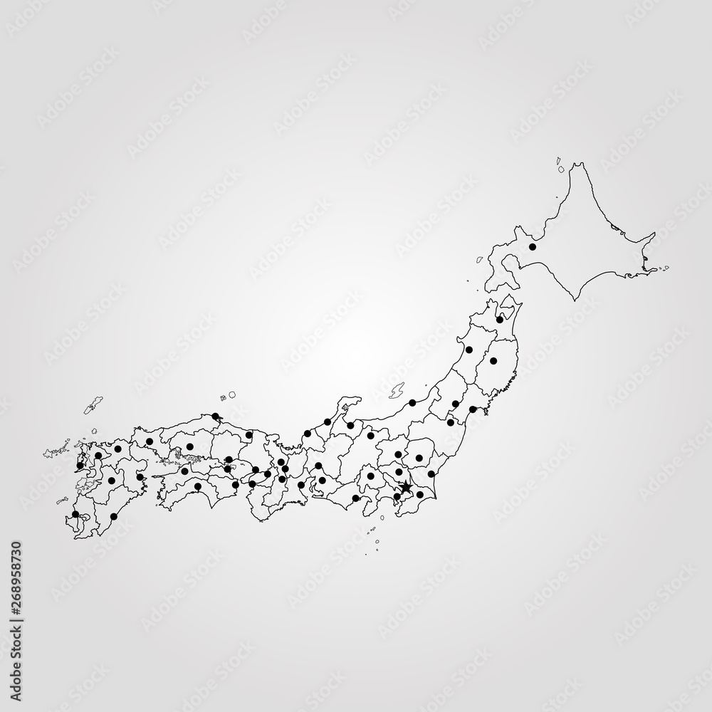 Obraz premium Map of Japan. Vector illustration. World map