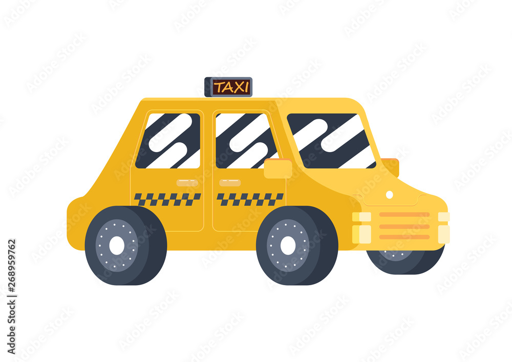yellow taxi car transportation vector