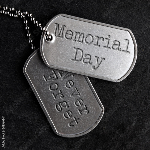 Old military dog tags - Memorial Day, Never Forget