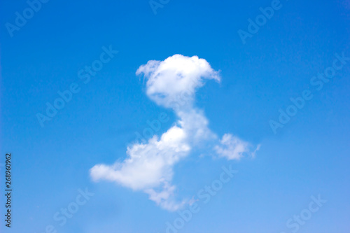 Photography The cloud is shaped as a dog on blue sky background