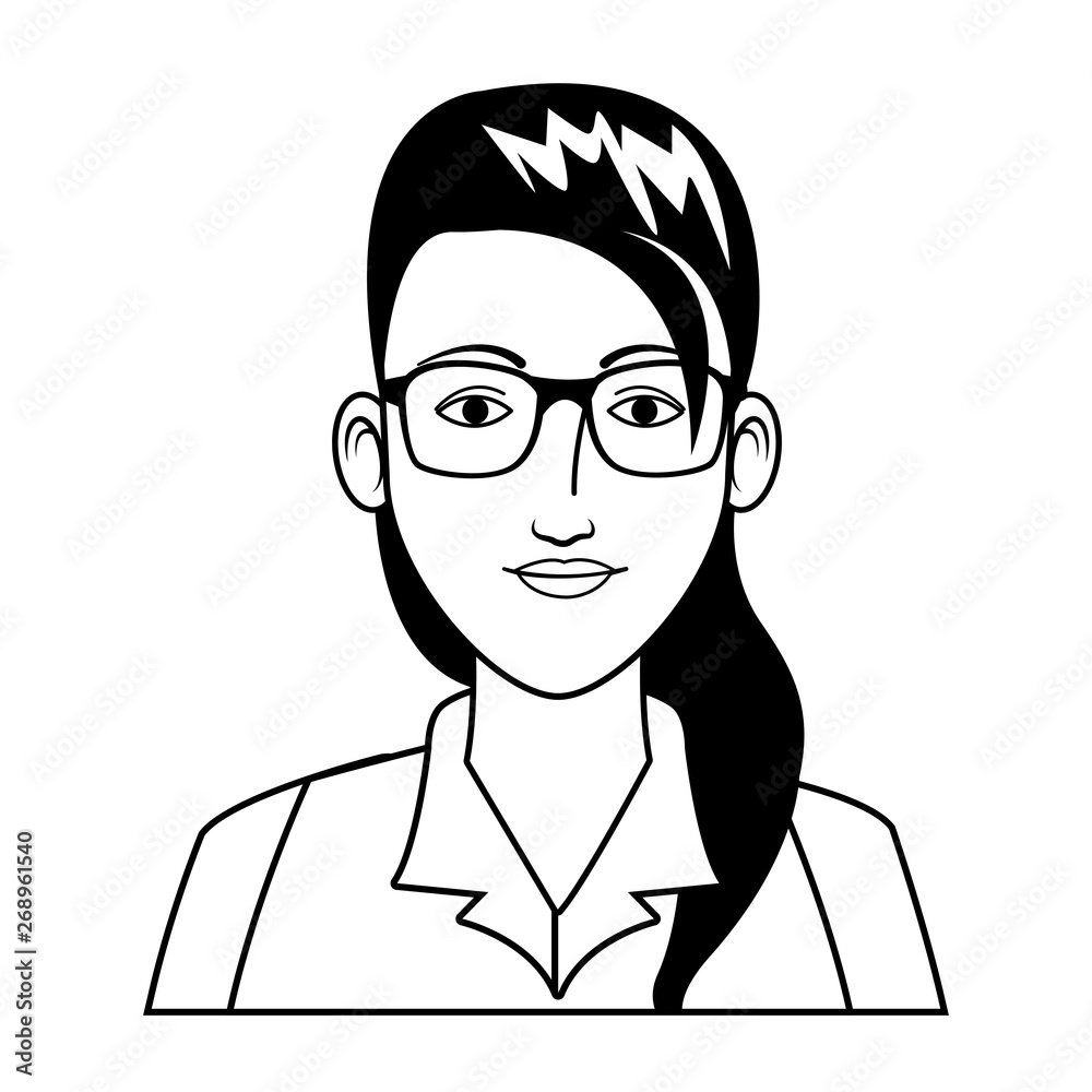 businesswoman avatar cartoon character black and white businesswoman avatar cartoon character black and white