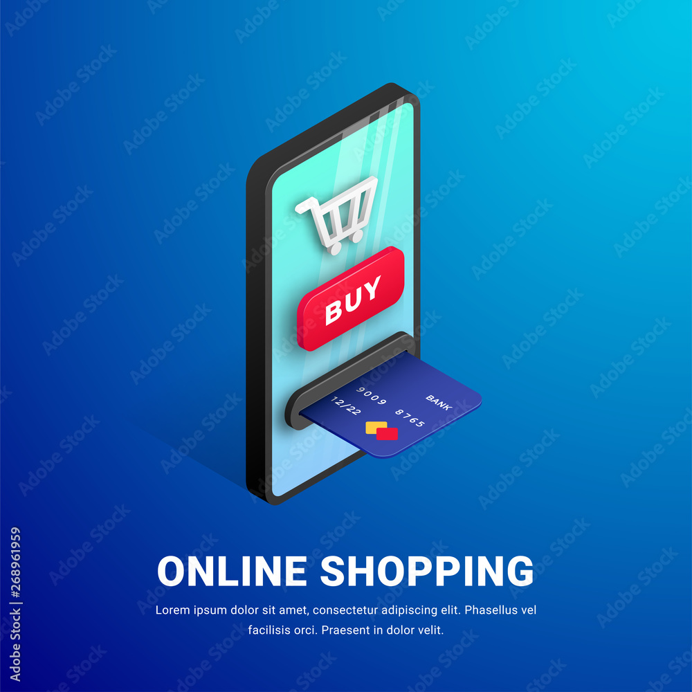 Online shopping web banner concept text