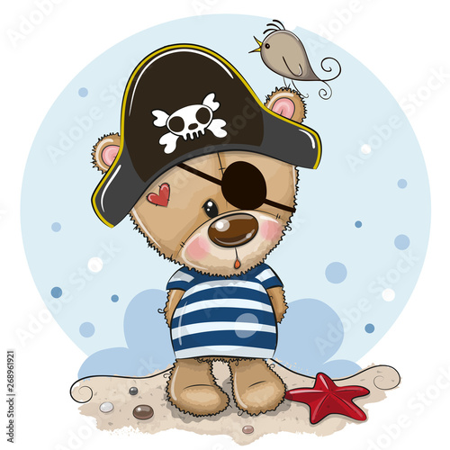 Baby cartoon Teddy Bear in sailor costume