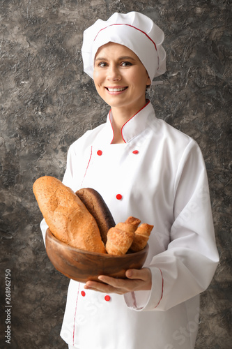 Female chef with bakery pro...