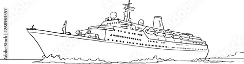 Vector illustration of sea cruise ship isolated on white