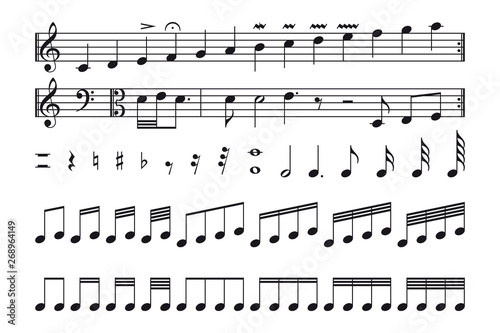 Vector isolated music signs icon - notes. For your music.