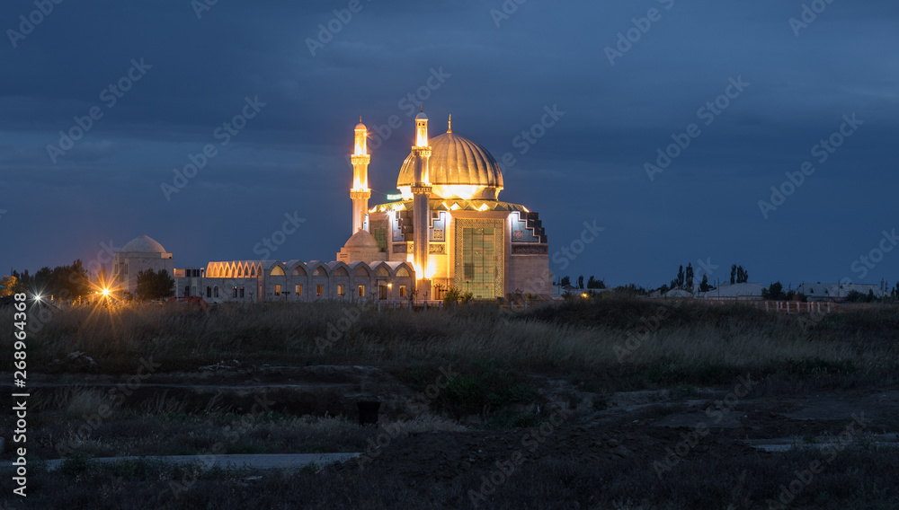 Ancient Mosque at Sunset, Mausoleum of Khoja Ahmed Yasawi, Turkestan, Kazakhstan