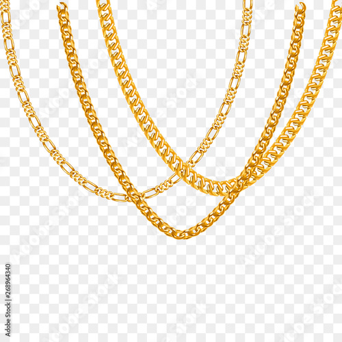 Canvas Print Gold chain isolated. Vector necklace
