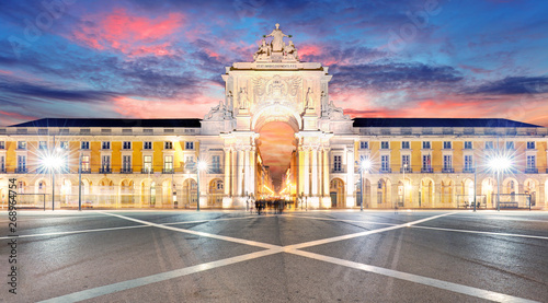 Praca de Comercio at sunset, Lisbon photo