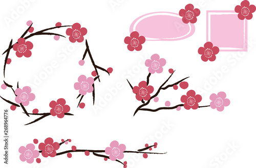 梅 フレーム 和柄 和風 テキストスペース Stock Vector Adobe Stock