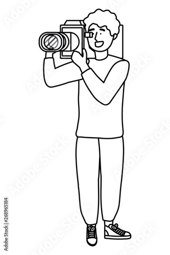 Man holding videocamera design
