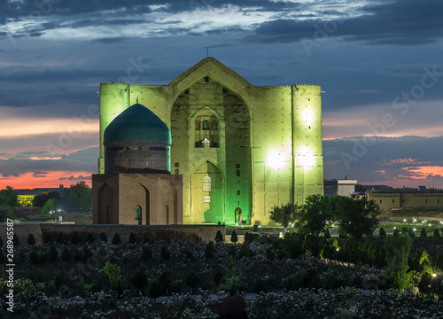 Ancient Mosque at Sunset, Mausoleum of Khoja Ahmed Yasawi, Turkestan, Kazakhstan photo