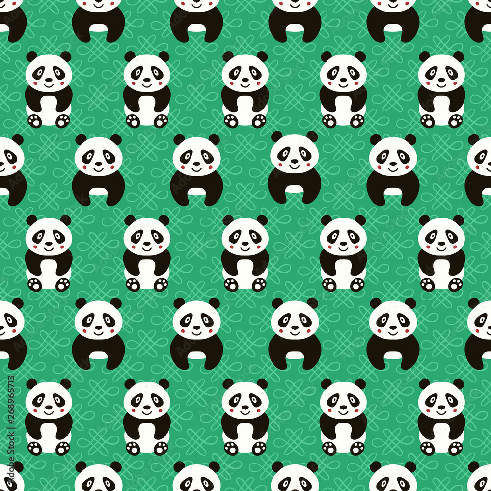 Fototapeta premium Panda seamless pattern. Vector illustration.
