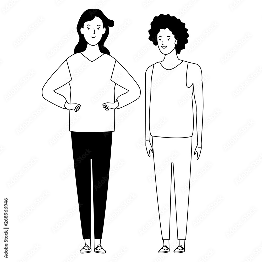women avatar cartoon character in black and white women avatar cartoon character in black and white
