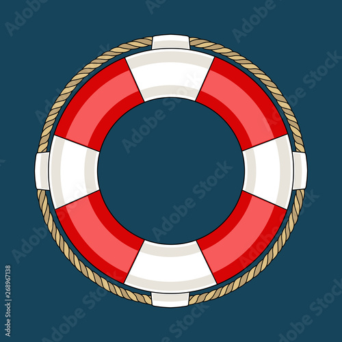 Vector image of a lifebuoy on a blue background.