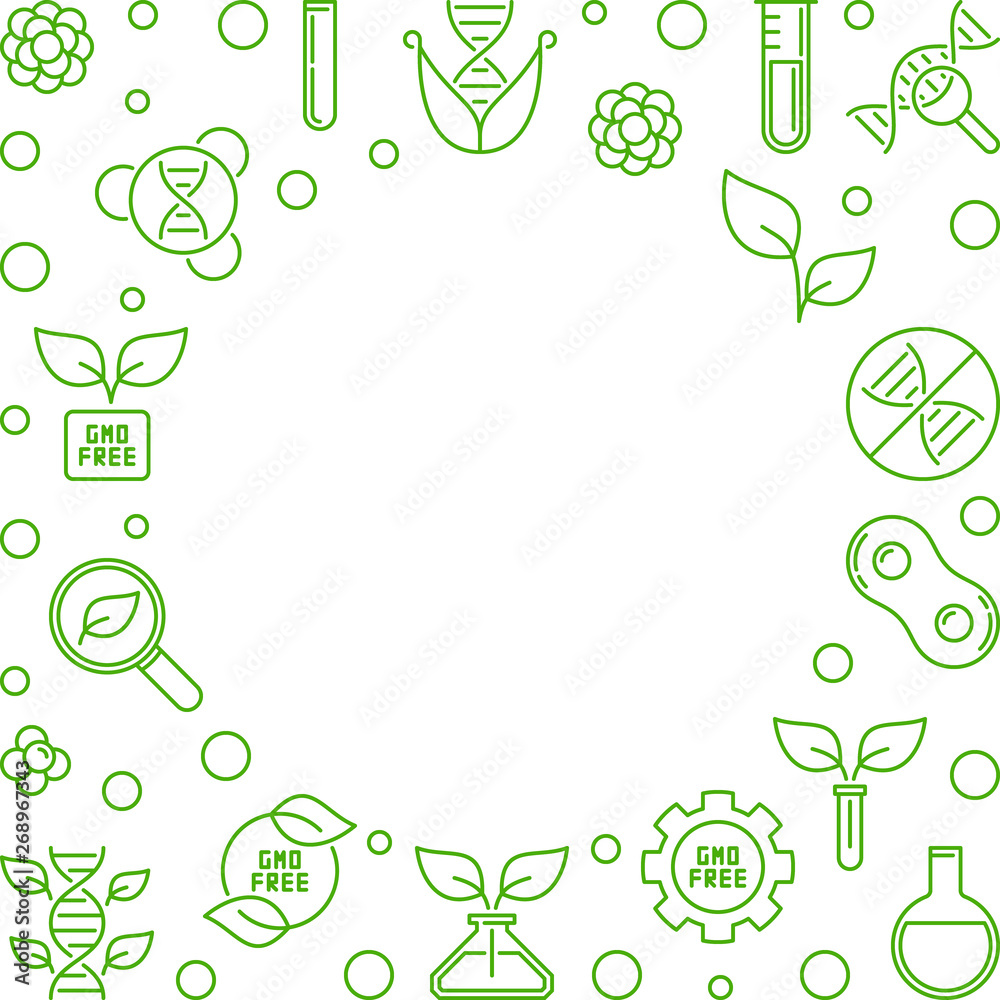 GMO Free vector green concept thin line illustration or frame GMO Free vector green concept thin line illustration or frame