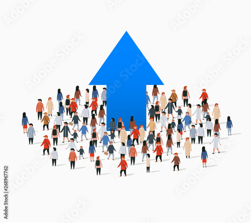 Growth chart and progress in people crowd.