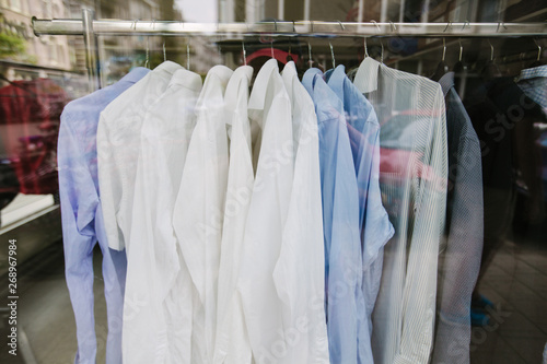 Fashion shirts or clothes in shop window