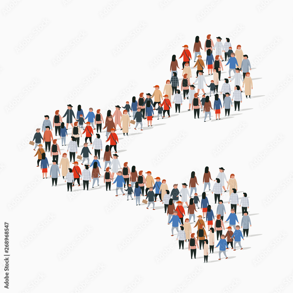 Large group of people in the share sign shape. Large group of people in the share sign shape.