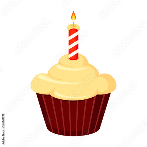 Colorful cartoon birthday cupcake