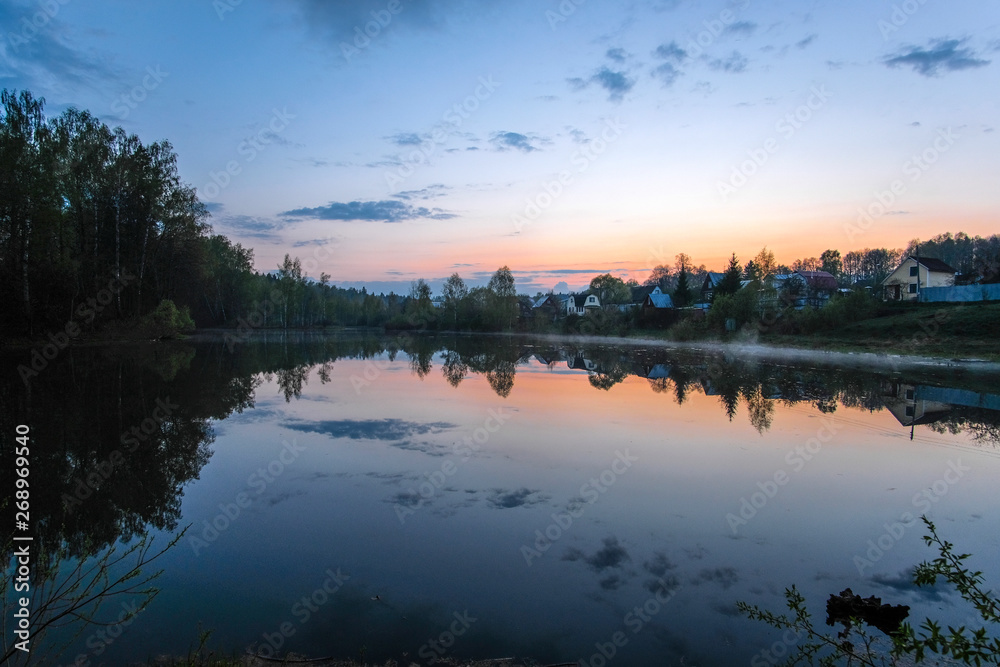 Landscape with the image of lake Seliger in Russia